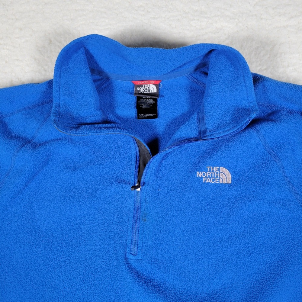 The North Face Fleece Pullover Mens XL Blue TKA 100 1/4 Zip Mock Neck Pocket
